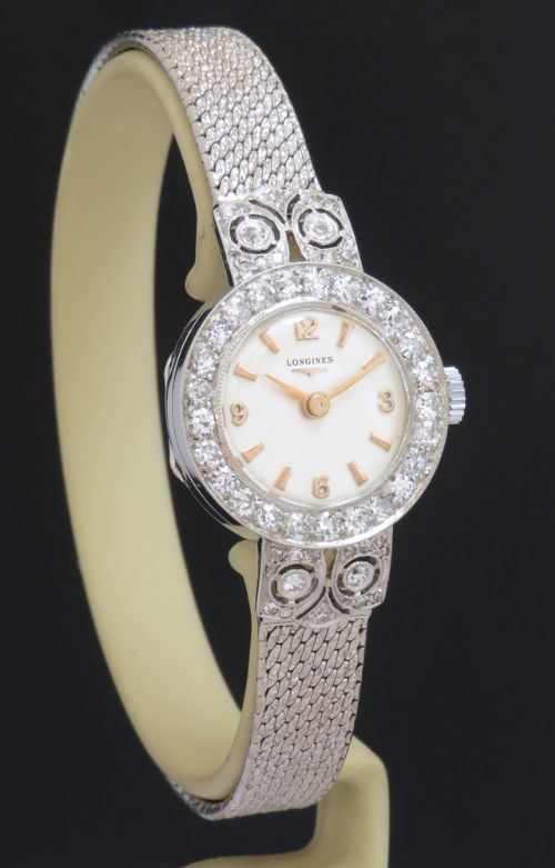 fig 3. Beautiful Longines Platinum and Diamond Ladies Cocktail Watch c1960