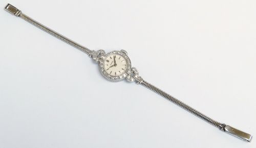 fig 6. Platinum and Diamond Ladies Cocktail Watch by Vertex c1950