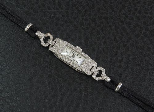 fig 2. Lovely Longines Platinum and Diamond Ladies Cocktail Watch c1950