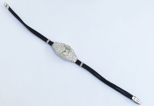 fig 5. Stunning Platinum and Diamond Ladies Art Deco Cocktail Watch by Vertex c1950