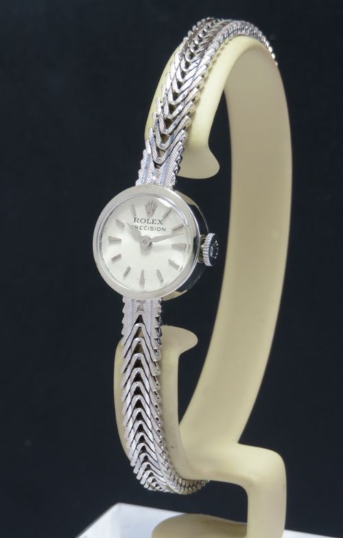 Solid 9ct White Gold Rolex Precision Cocktail Watch C1963