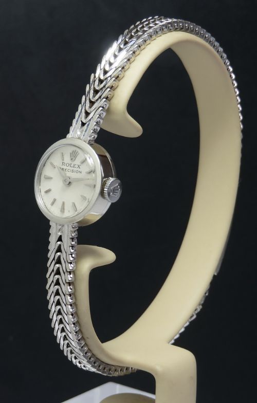 fig 1. Solid 9ct White Gold Rolex Precision Cocktail Watch c1963