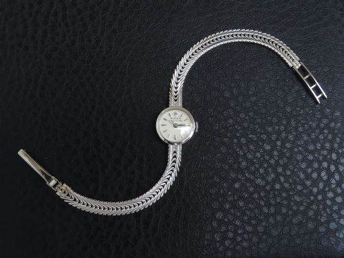 fig 3. Solid 9ct White Gold Rolex Precision Cocktail Watch c1963