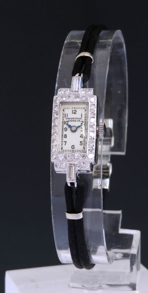 fig 1. Universal Geneve Platinum and Diamond Watch retailed by Collingwood The Crown Jewellers