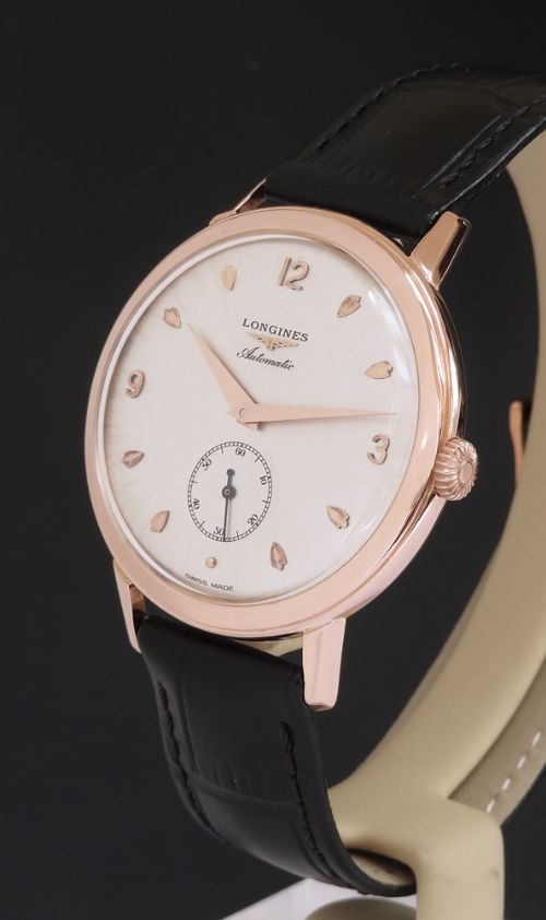 fig 1. Very rare 1951 oversize Longines automatic in solid 18ct rose gold