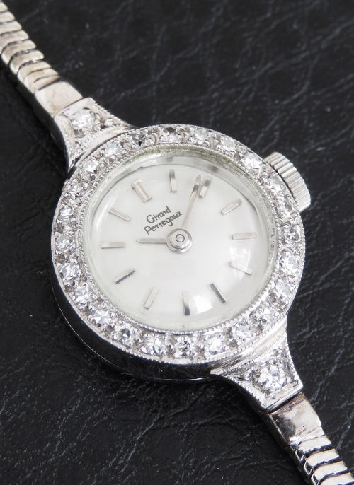 fig 2. Girard Perregaux Solid 18ct White Gold and Diamond Cocktail Watch c1956