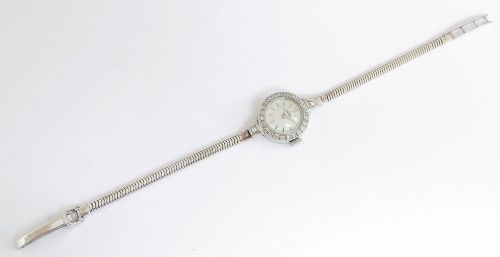 fig 3. Girard Perregaux Solid 18ct White Gold and Diamond Cocktail Watch c1956