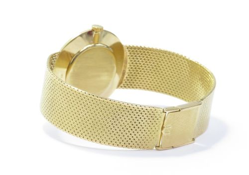 fig 4. Solid 18ct Gold Universal Geneve Slimline Dress Watch with Box and Papers c1965