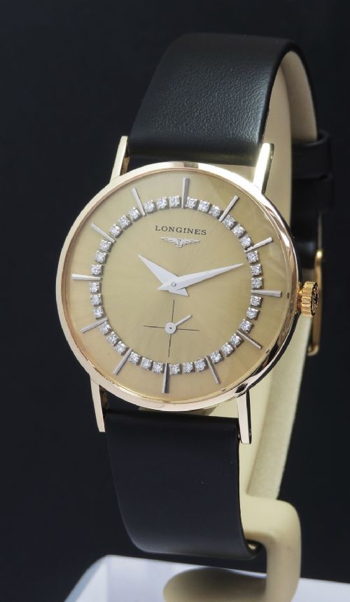 Rare Solid 9ct Gold and Diamond Longines Dress Watch C1962