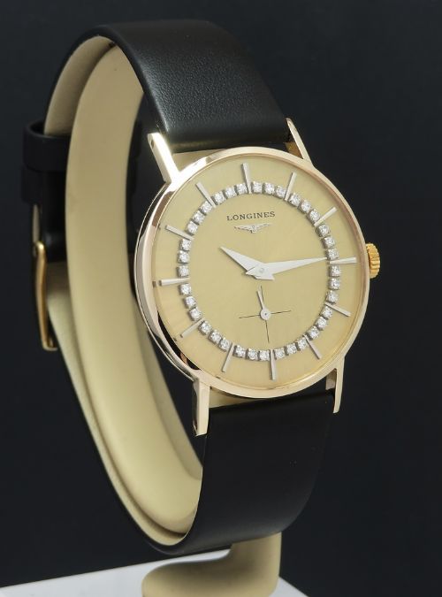 fig 2. Rare Solid 9ct Gold and Diamond Longines Dress Watch c1962