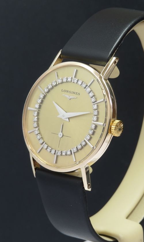 fig 3. Rare Solid 9ct Gold and Diamond Longines Dress Watch c1962