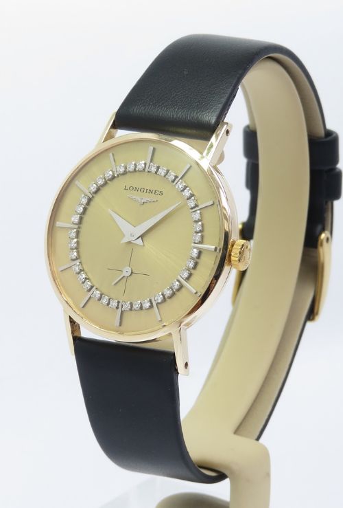 fig 4. Rare Solid 9ct Gold and Diamond Longines Dress Watch c1962