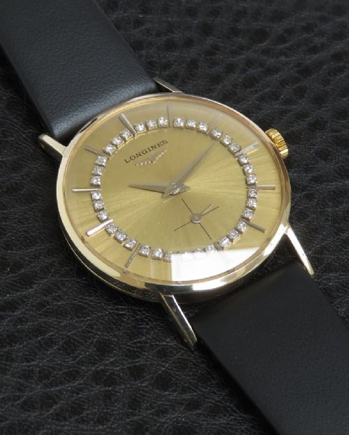 fig 5. Rare Solid 9ct Gold and Diamond Longines Dress Watch c1962