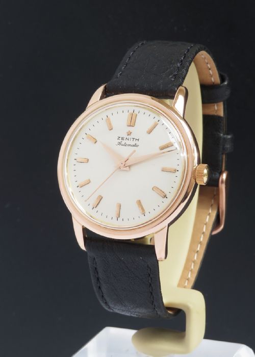 Very Rare Solid 18ct Rose Gold Zenith Bumper Automatic C1955