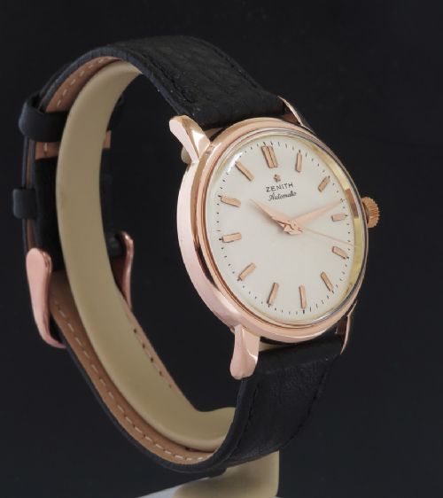 fig 2. Very Rare Solid 18ct Rose Gold Zenith Bumper Automatic c1955