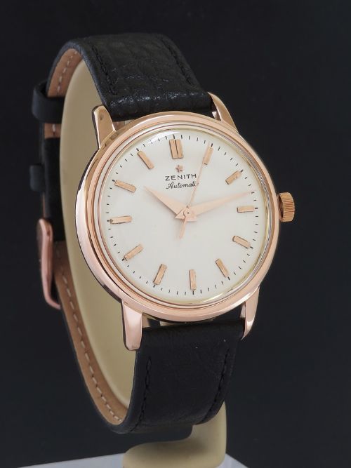 fig 3. Very Rare Solid 18ct Rose Gold Zenith Bumper Automatic c1955