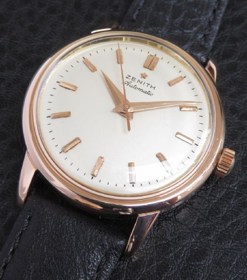 fig 4. Very Rare Solid 18ct Rose Gold Zenith Bumper Automatic c1955