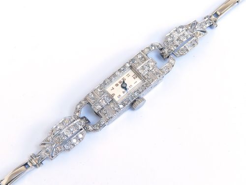 fig 4. Art Deco Longines Platinum and Diamond Ladies Cocktail Watch c1930