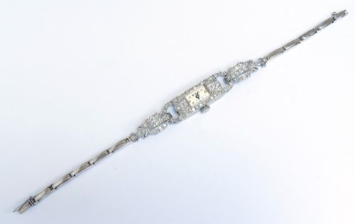 fig 5. Art Deco Longines Platinum and Diamond Ladies Cocktail Watch c1930