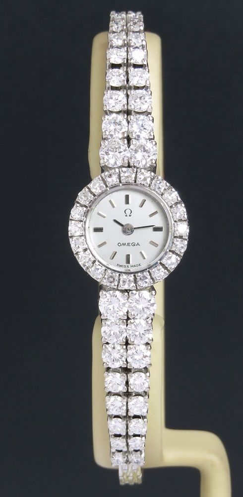 fig 1. Spectacular Omega 18ct White Gold & Diamonds Backwinder Ladies Cocktail Watch c1962