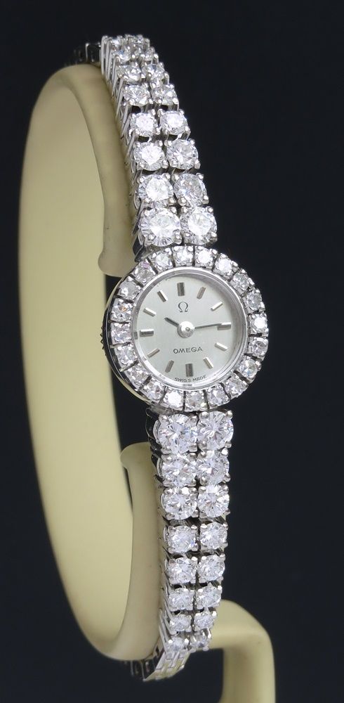 fig 2. Spectacular Omega 18ct White Gold & Diamonds Backwinder Ladies Cocktail Watch c1962