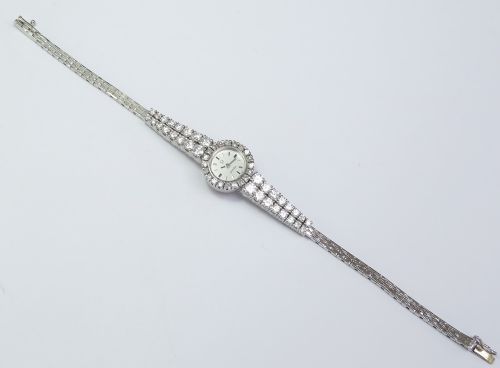 fig 6. Spectacular Omega 18ct White Gold & Diamonds Backwinder Ladies Cocktail Watch c1962