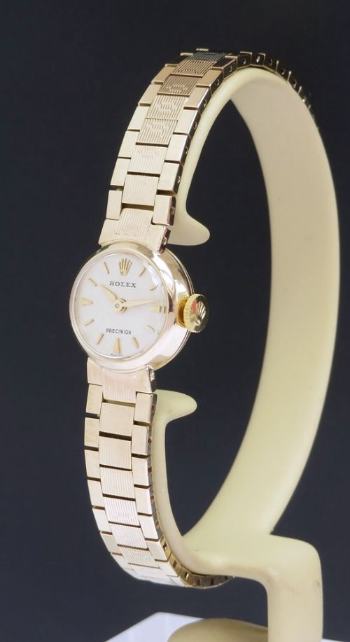 fig 1. Mint Original Solid 9ct Gold Rolex Precision Ladies Watch With Boxes And Paperwork c1961