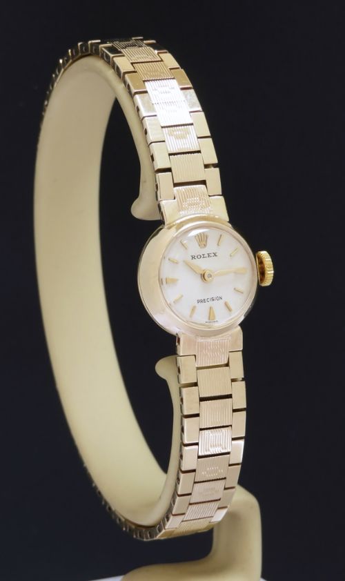 fig 2. Mint Original Solid 9ct Gold Rolex Precision Ladies Watch With Boxes And Paperwork c1961