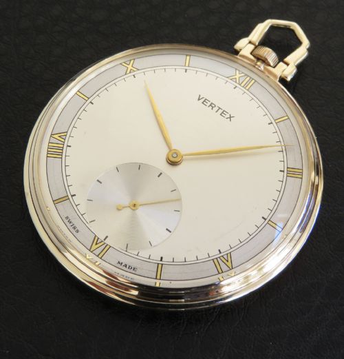 Solid 9ct Gold Art Deco Pocket Watch by Vertex C1951