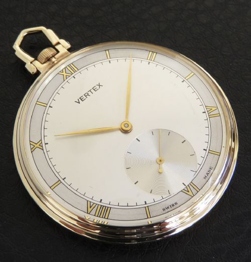 fig 1. Solid 9ct Gold Art Deco Pocket Watch by Vertex c1951