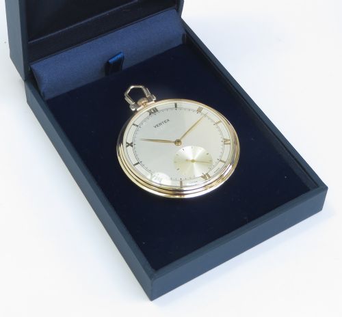 fig 5. Solid 9ct Gold Art Deco Pocket Watch by Vertex c1951