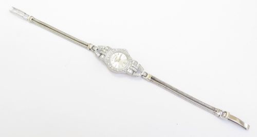 fig 5. Platinum and Diamond Art Deco Cocktail Watch by Vertex c1954