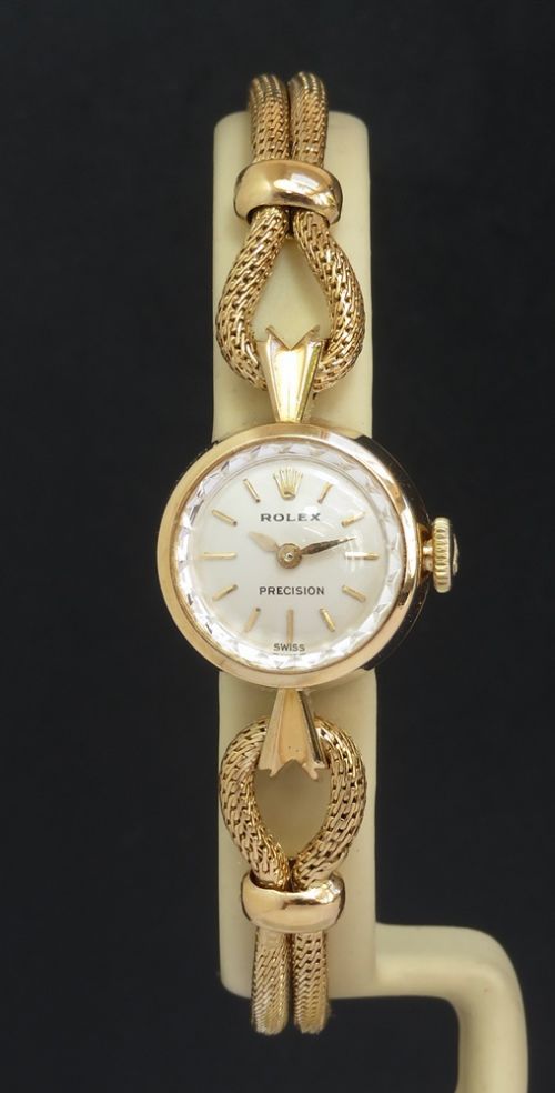 fig 1. Near Mint Solid 18ct Gold Rolex Precision Cocktail Watch c1961