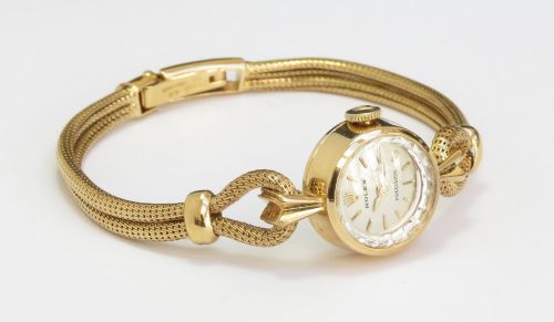 fig 3. Near Mint Solid 18ct Gold Rolex Precision Cocktail Watch c1961