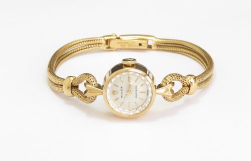 fig 4. Near Mint Solid 18ct Gold Rolex Precision Cocktail Watch c1961