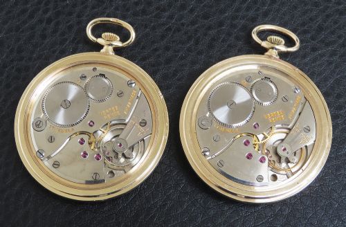 fig 3. Rare Pair of Vertex Solid 9ct Gold Pocket Watches c1964