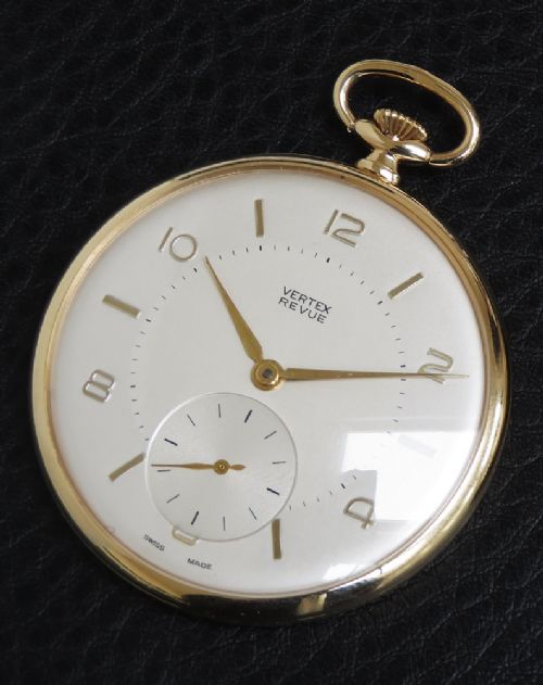 fig 4. Rare Pair of Vertex Solid 9ct Gold Pocket Watches c1964