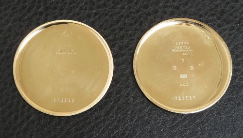 fig 6. Rare Pair of Vertex Solid 9ct Gold Pocket Watches c1964