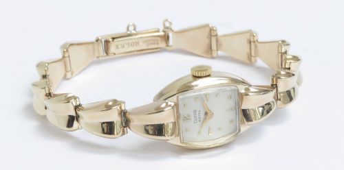 fig 2. Solid 9ct Gold Rolex Tudor Art Deco Ladies Cocktail Watch c1955