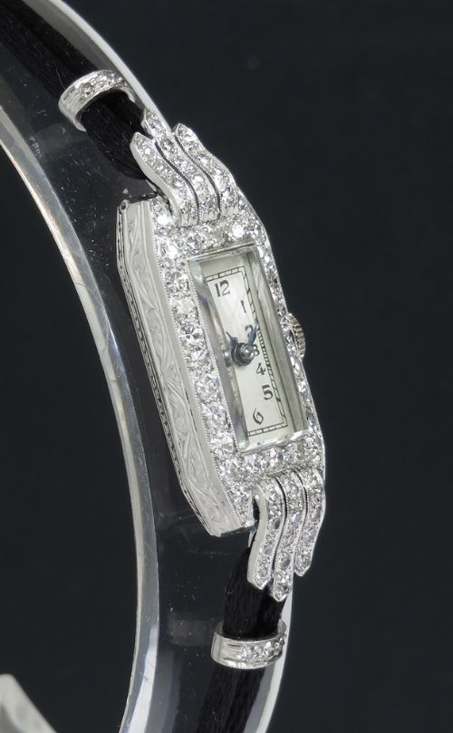 fig 2. Beautiful Longines Platinum and Diamond Art Deco Ladies Cocktail Watch c1930