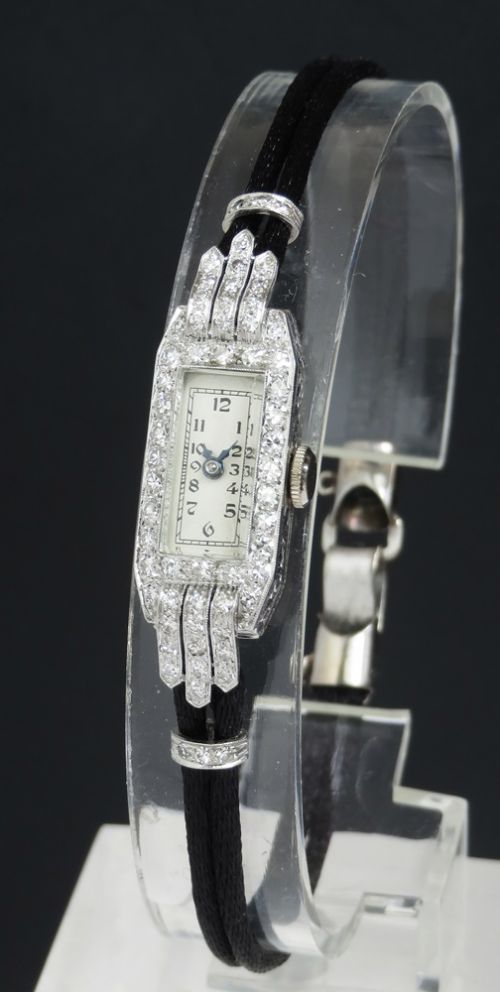 fig 3. Beautiful Longines Platinum and Diamond Art Deco Ladies Cocktail Watch c1930