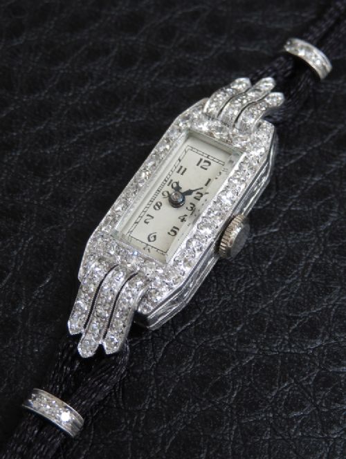 fig 4. Beautiful Longines Platinum and Diamond Art Deco Ladies Cocktail Watch c1930