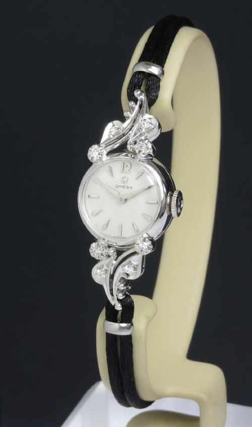 Beautiful Solid 14ct White Gold and Diamond Omega Ladies Cocktail Watch C1963