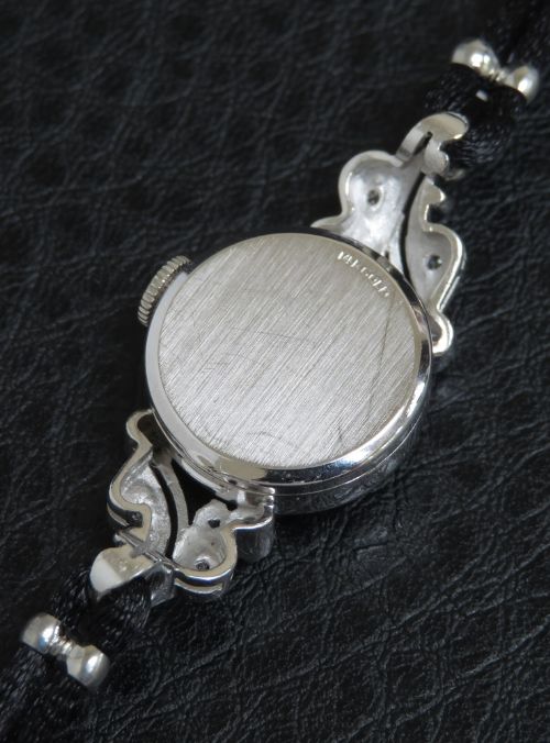 fig 5. Beautiful Solid 14ct White Gold and Diamond Omega Ladies Cocktail Watch c1963