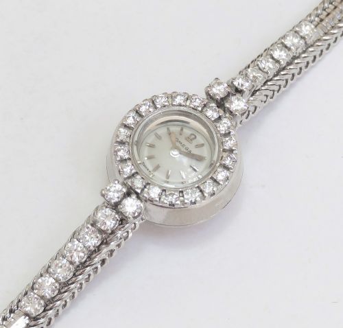 fig 4. Solid 18ct White Gold and Diamond Omega Ladies Cocktail Watch c1951