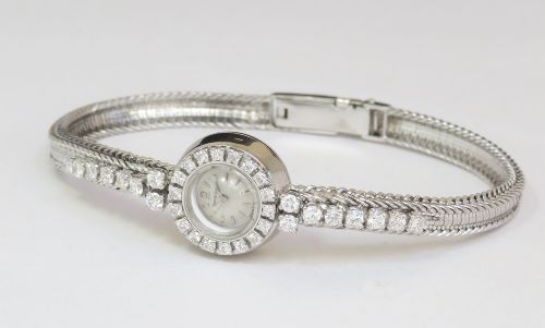 fig 5. Solid 18ct White Gold and Diamond Omega Ladies Cocktail Watch c1951