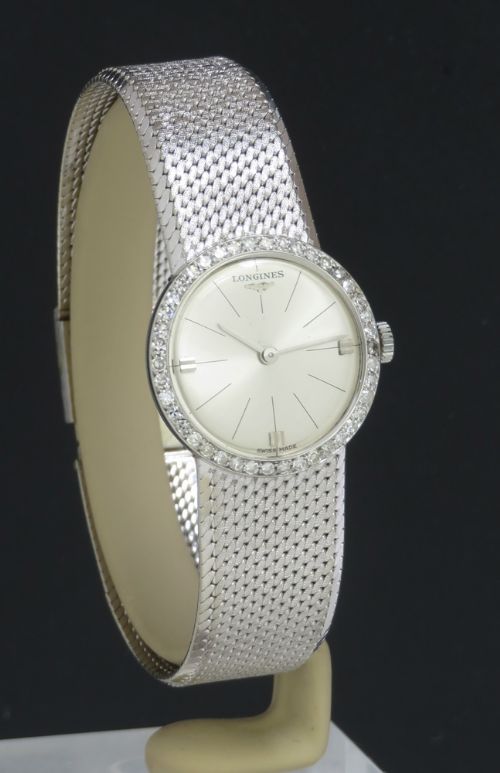 fig 2. Solid 18ct White Gold and Diamond Longines Ladies Watch c1966