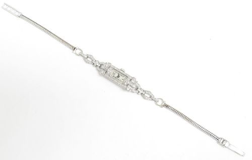 fig 4. Stunning Longines Platinum and Diamond Art Deco Ladies Cocktail Watch c1930
