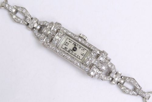 fig 6. Stunning Longines Platinum and Diamond Art Deco Ladies Cocktail Watch c1930