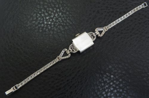 fig 4. Stunning Movado Platinum and Diamond Art Deco Ladies Cocktail Watch c1930